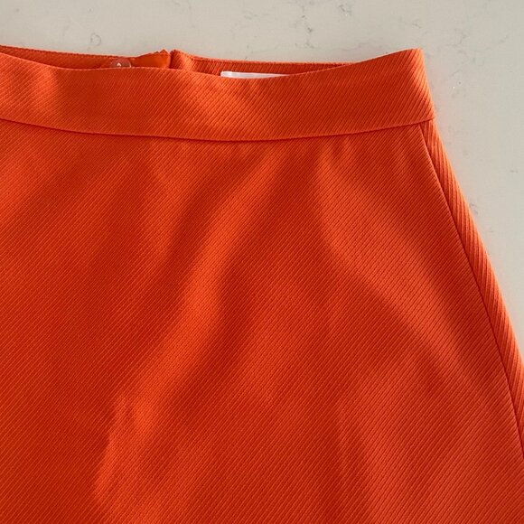 Selected Femme Mynella Lined Textured Poly A-Line Mini Skirt Orangeade Sz 36 NWT - Picture 2 of 9